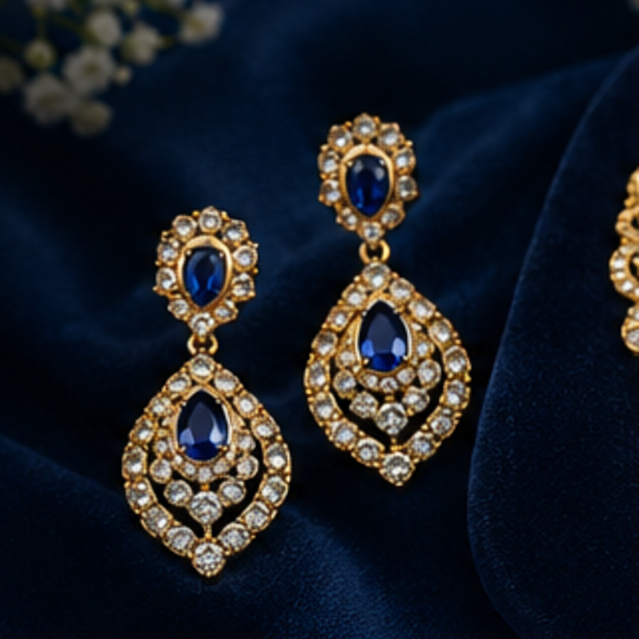 AI-created gold and sapphire earrings