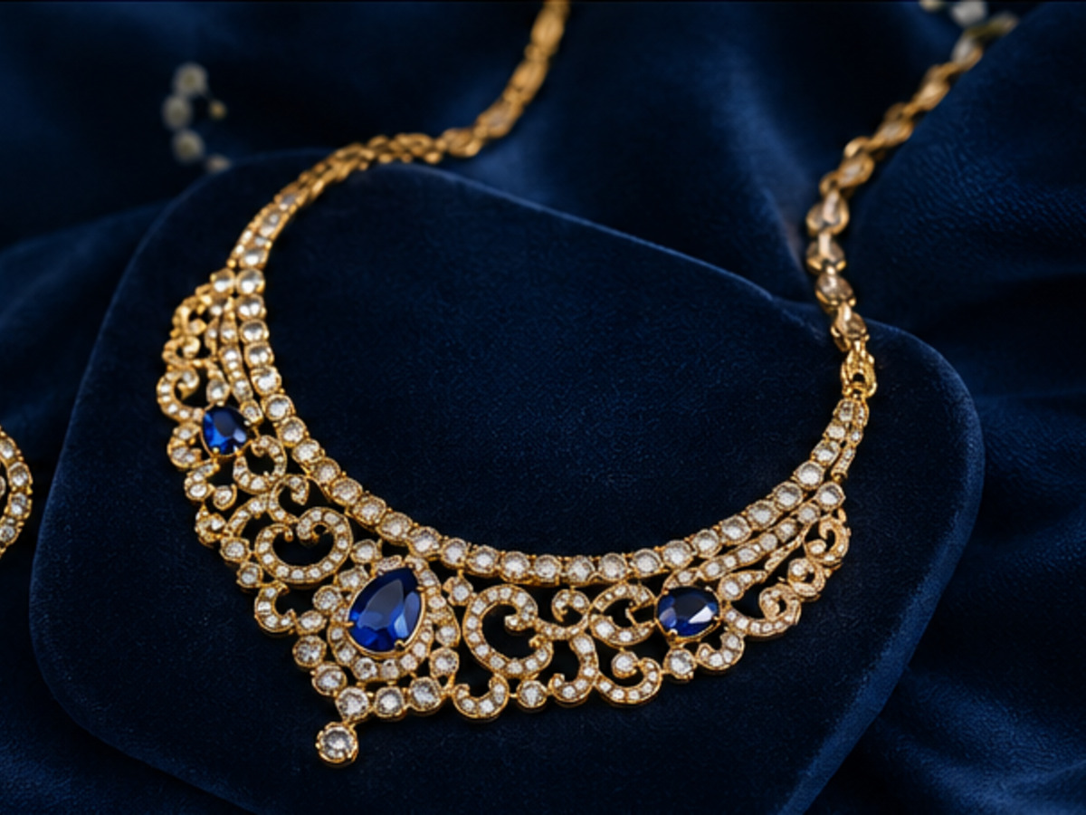 AI-created gold and sapphire necklace